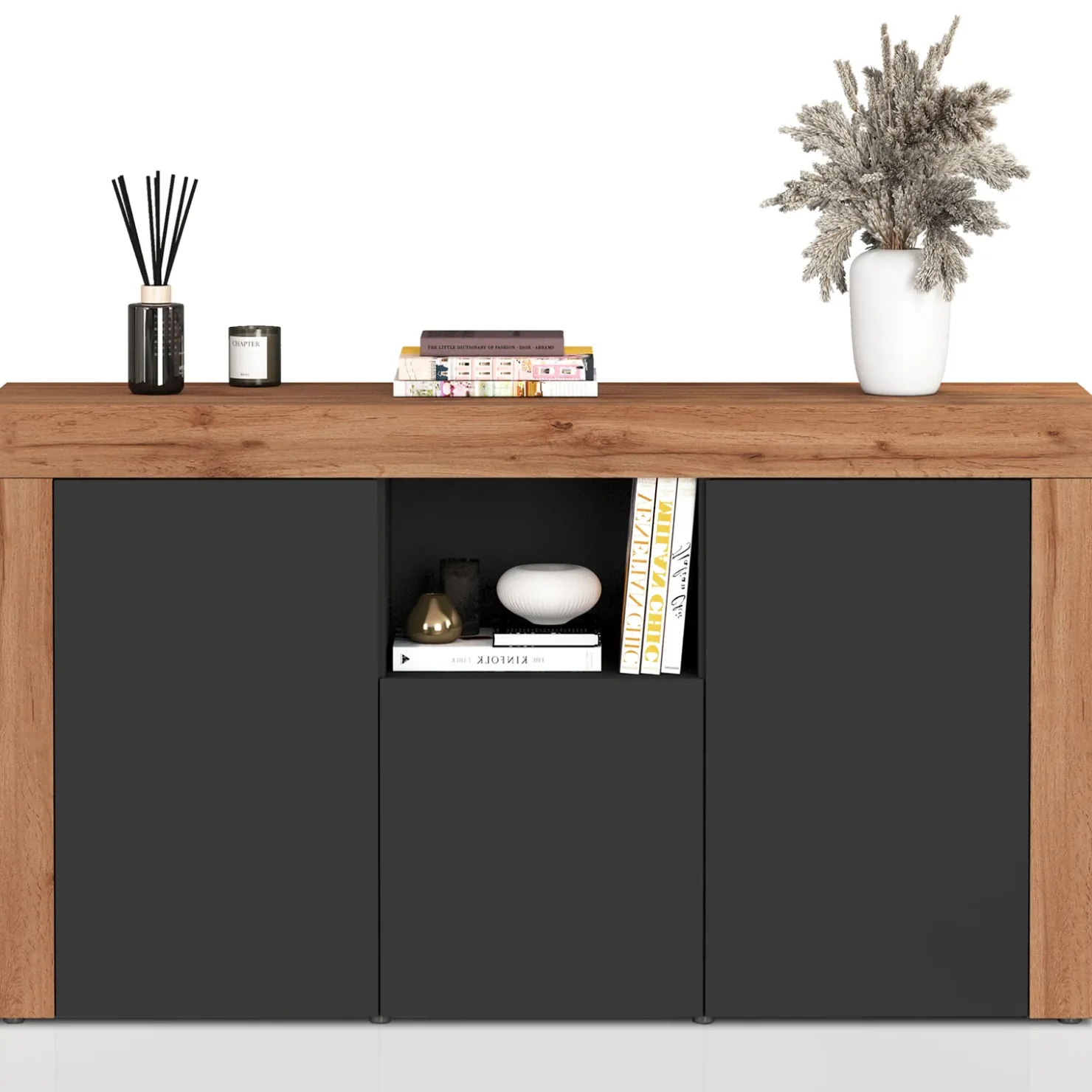 Garnero Arredamenti Madia moderna 155x85h cm antracite rovere Block Antracite - Rovere Hot