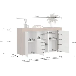 Garnero Arredamenti Madia moderna 155x85h cm antracite rovere Block Antracite - Rovere Hot
