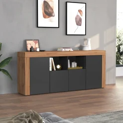 Garnero Arredamenti Madia moderna 200x85h cm antracite rovere Block Antracite - Rovere New