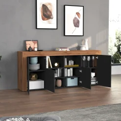 Garnero Arredamenti Madia moderna 200x85h cm antracite rovere Block Antracite - Rovere New