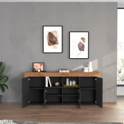 Garnero Arredamenti Madia moderna 200x85h cm antracite rovere Block Antracite - Rovere New