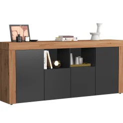 Garnero Arredamenti Madia moderna 200x85h cm antracite rovere Block Antracite - Rovere New