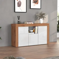 Garnero Arredamenti Madia moderna 155x85h cm bianco lucido rovere Block Bianco Lucido - Rovere Online