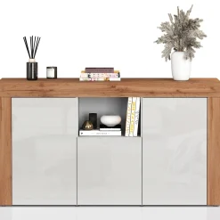 Garnero Arredamenti Madia moderna 155x85h cm bianco lucido rovere Block Bianco Lucido - Rovere Online