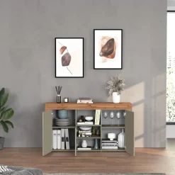 Garnero Arredamenti Madia moderna 155x85h cm tortora rovere Block Tortora - Rovere