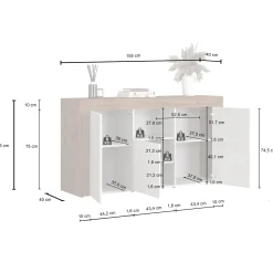 Garnero Arredamenti Madia moderna 155x85h cm tortora rovere Block Tortora - Rovere