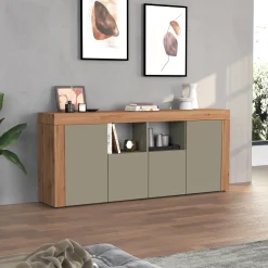 Garnero Arredamenti Madia moderna 200x85h cm tortora rovere Block Tortora - Rovere New