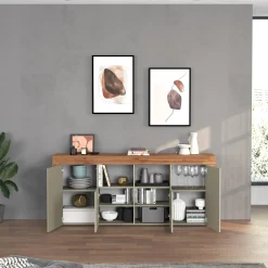 Garnero Arredamenti Madia moderna 200x85h cm tortora rovere Block Tortora - Rovere New