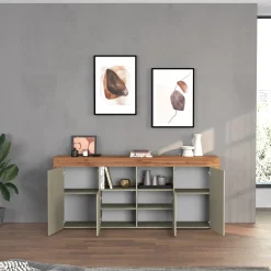 Garnero Arredamenti Madia moderna 200x85h cm tortora rovere Block Tortora - Rovere New