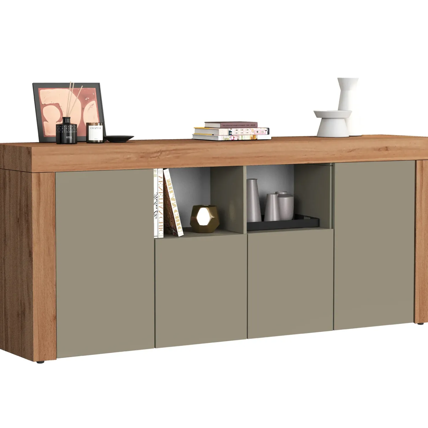 Garnero Arredamenti Madia moderna 200x85h cm tortora rovere Block Tortora - Rovere New