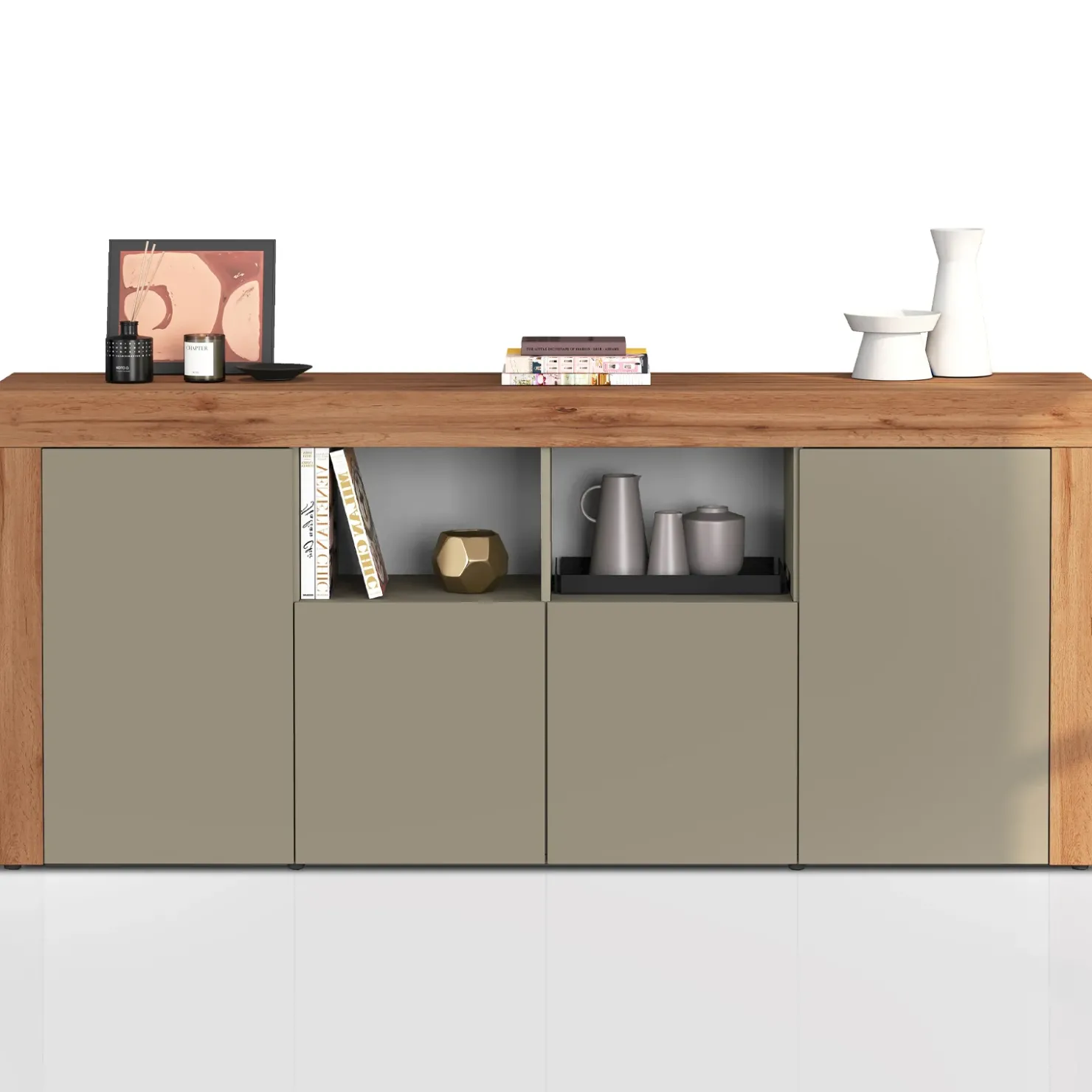 Garnero Arredamenti Madia moderna 200x85h cm tortora rovere Block Tortora - Rovere New