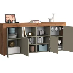 Garnero Arredamenti Madia moderna 200x85h cm tortora rovere Block Tortora - Rovere New