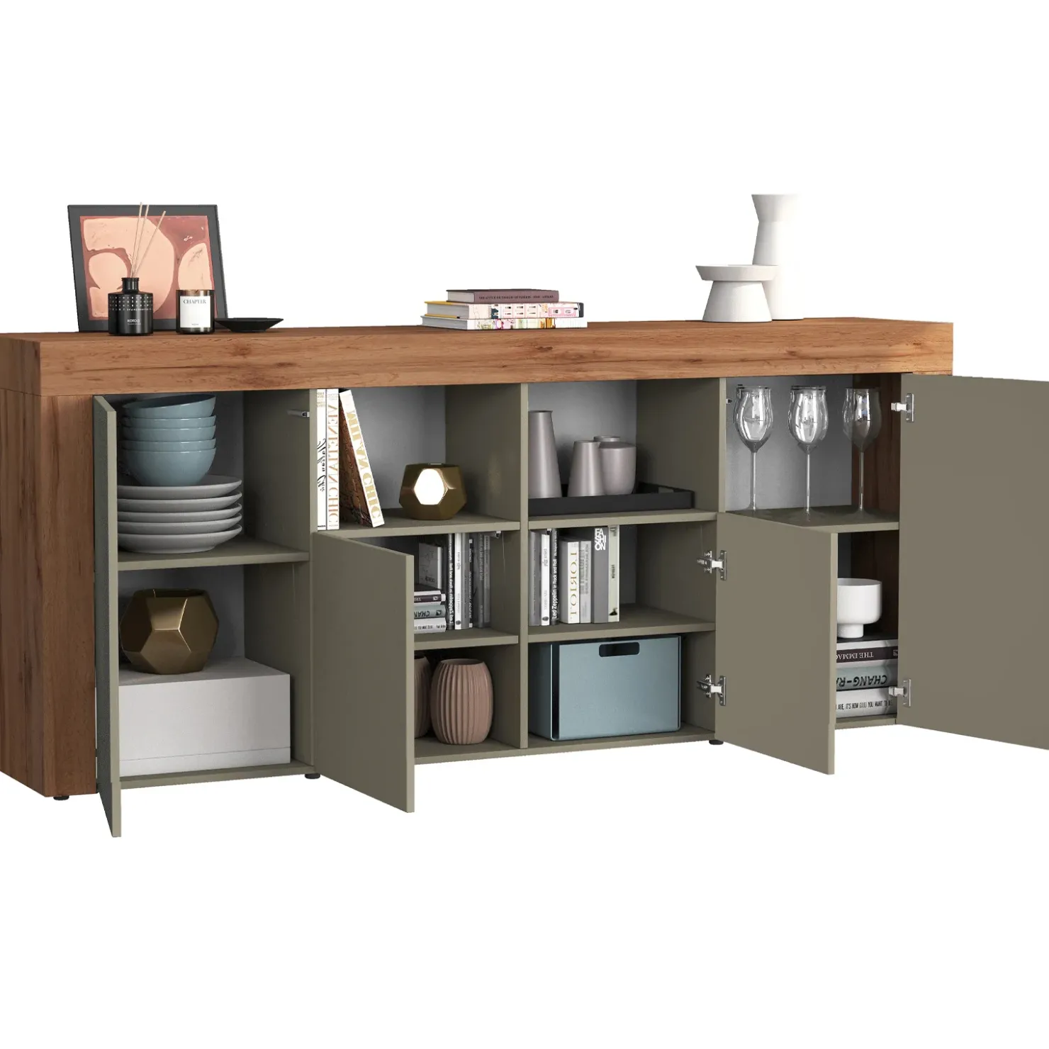 Garnero Arredamenti Madia moderna 200x85h cm tortora rovere Block Tortora - Rovere New