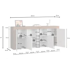 Garnero Arredamenti Madia moderna 200x85h cm tortora rovere Block Tortora - Rovere New