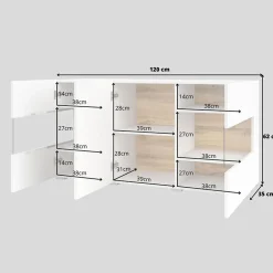 Garnero Arredamenti Madia sospesa 120x62h cm moderna bianco rovere Fusion New