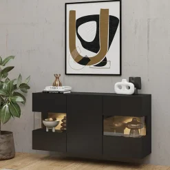 Garnero Arredamenti Madia sospesa 120x62h cm moderna nero rovere Fusion Online