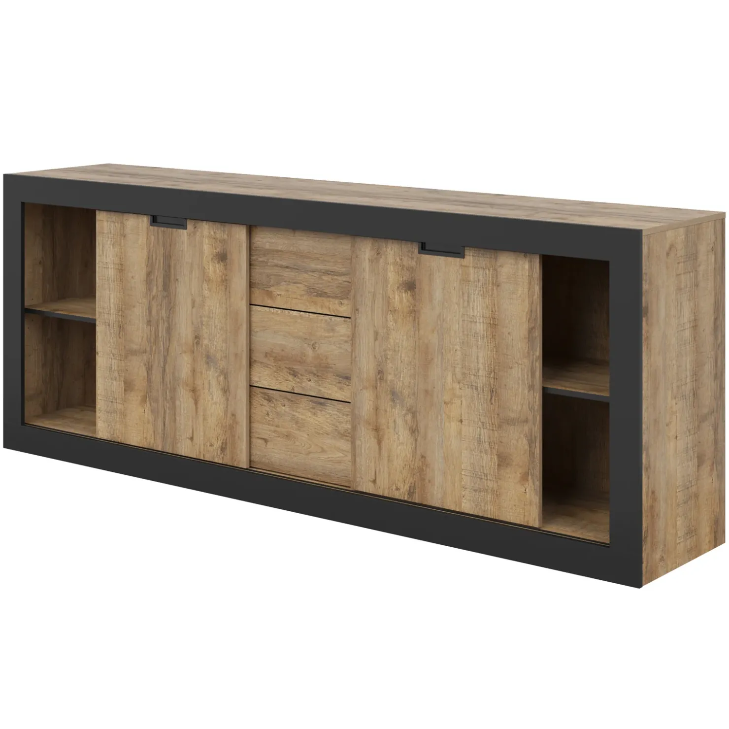 Garnero Arredamenti Madia 220x 85h cm 2 ante 3 cassetti rovere rustico nero Ilyssa