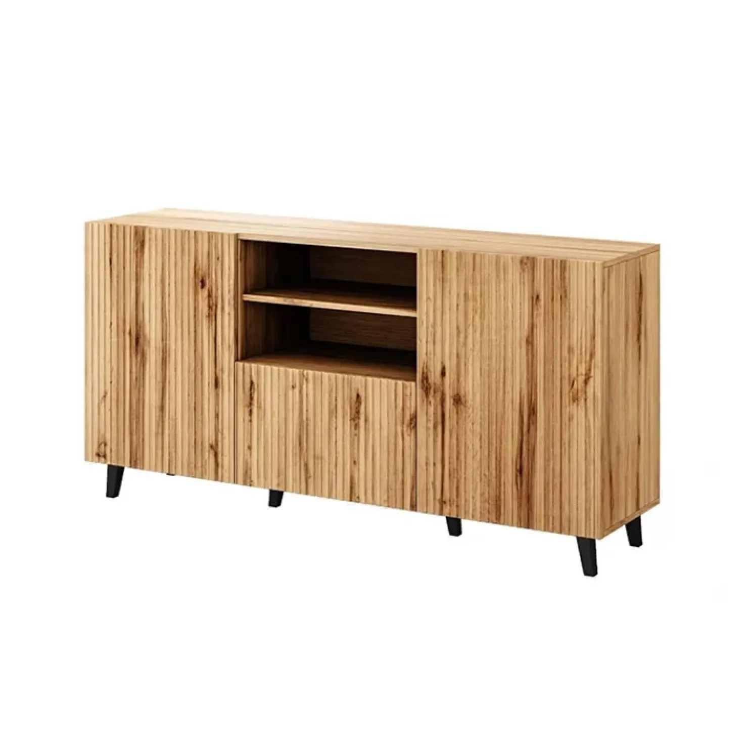 Garnero Arredamenti Madia 151x83cm 3 ante moderna industrial cannettato Essence Quercia