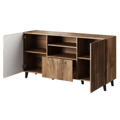 Garnero Arredamenti Madia 151x83cm 3 ante moderna industrial cannettato Essence Quercia