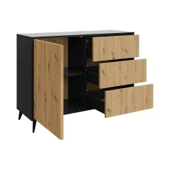 Garnero Arredamenti Madia 120x90h cm 1 anta 3 cassetti rovere nero Hans New