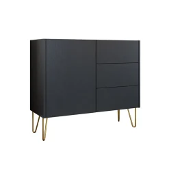 Garnero Arredamenti Madia 97x83h cm 1 anta 3 cassetti moderna grafite marmo nero Visby Outlet