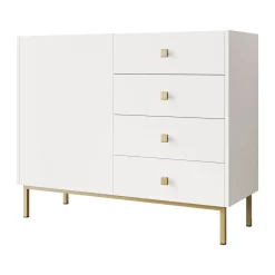 Garnero Arredamenti Madia 100x85h cm 1 anta 4 cassetti moderna Giuggiola Bianco Opaco Online