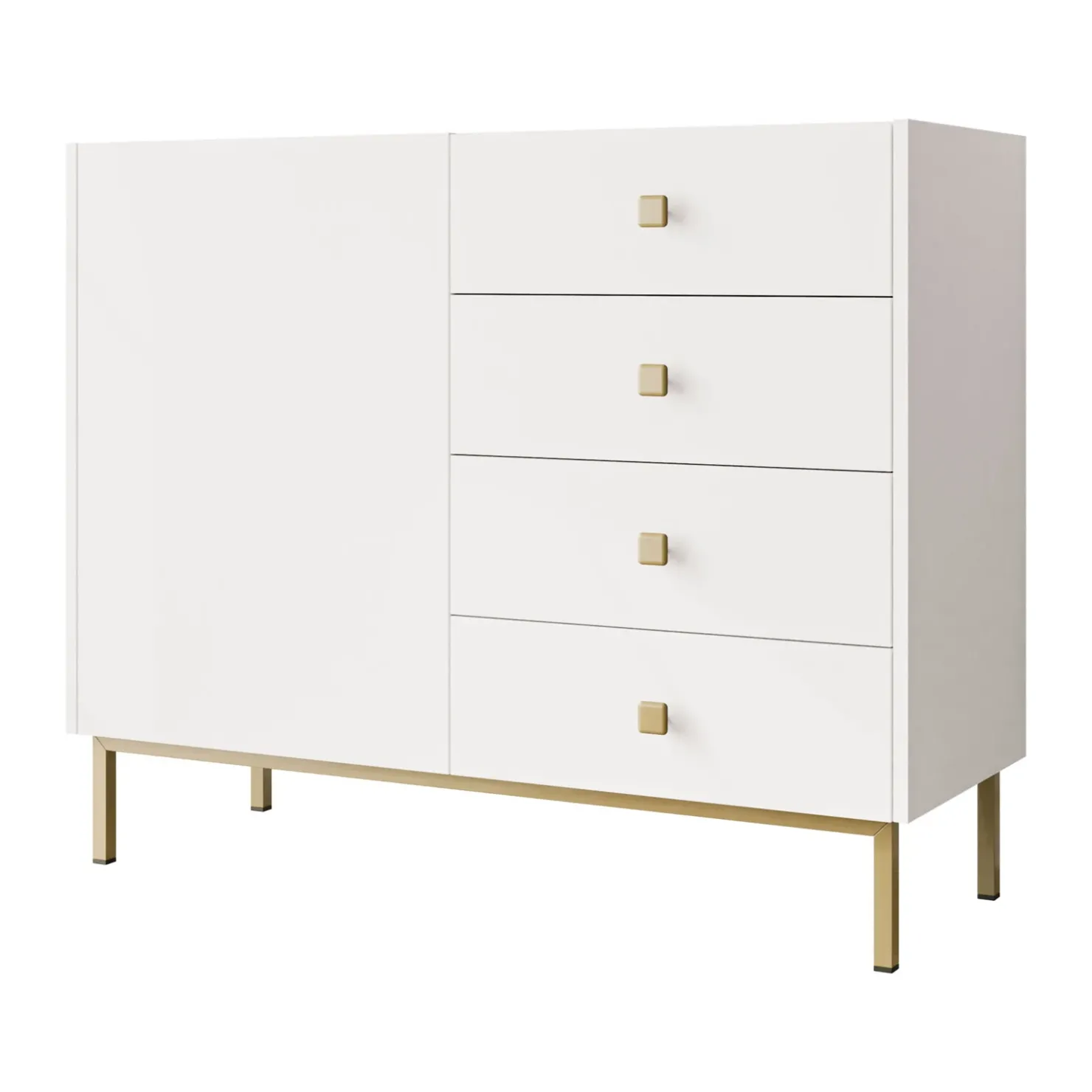 Garnero Arredamenti Madia 100x85h cm 1 anta 4 cassetti moderna Giuggiola Bianco Opaco Online