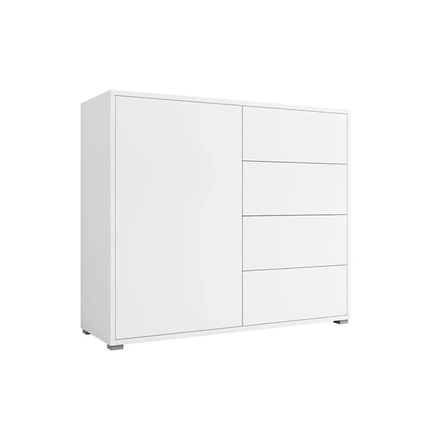 Garnero Arredamenti Madia 100x93h cm 1 anta 4 cassetti moderna bianco Eindhoven Clearance