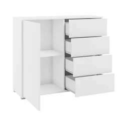Garnero Arredamenti Madia 100x93h cm 1 anta 4 cassetti moderna bianco Eindhoven Clearance