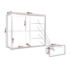 Garnero Arredamenti Madia 100x93h cm 1 anta 4 cassetti moderna bianco Eindhoven Clearance
