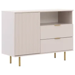 Garnero Arredamenti Madia 107x80h cm 1 anta 2 cassetti cannettato moderna beige Vanessa Discount