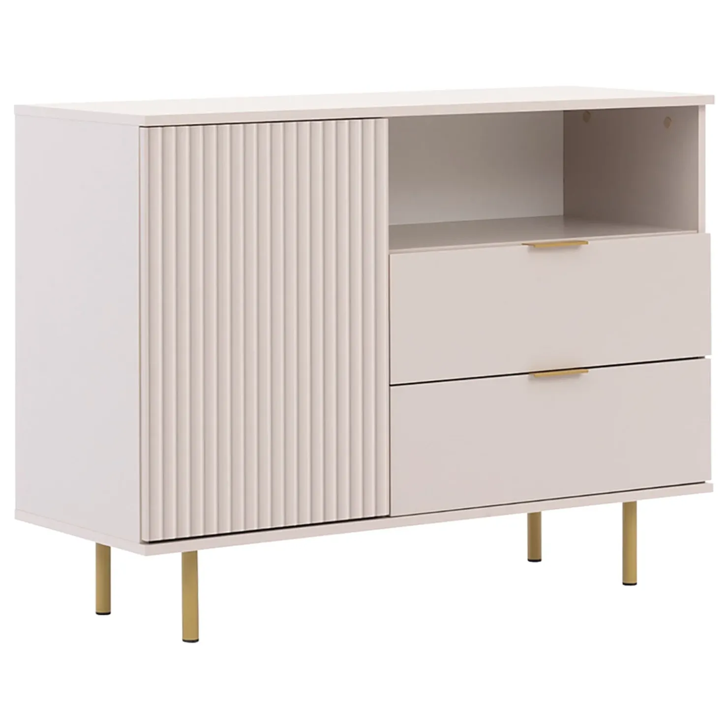 Garnero Arredamenti Madia 107x80h cm 1 anta 2 cassetti cannettato moderna beige Vanessa Discount