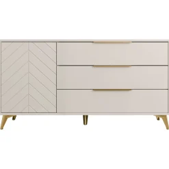 Garnero Arredamenti Madia 154x80h cm 1 anta 6 cassetti beige con frontali serigrafati Miriam Discount