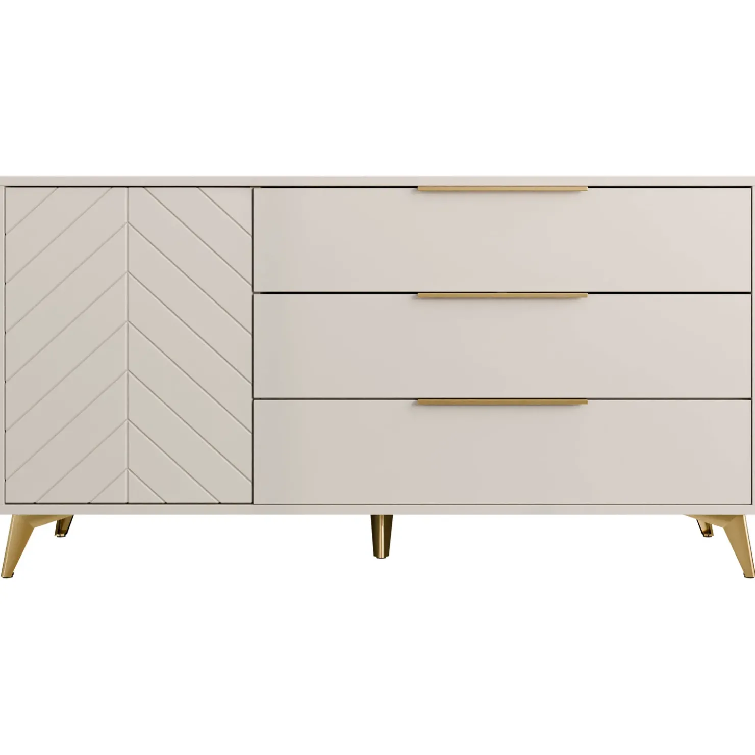 Garnero Arredamenti Madia 154x80h cm 1 anta 6 cassetti beige con frontali serigrafati Miriam Discount