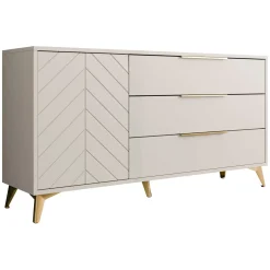 Garnero Arredamenti Madia 154x80h cm 1 anta 6 cassetti beige con frontali serigrafati Miriam Discount