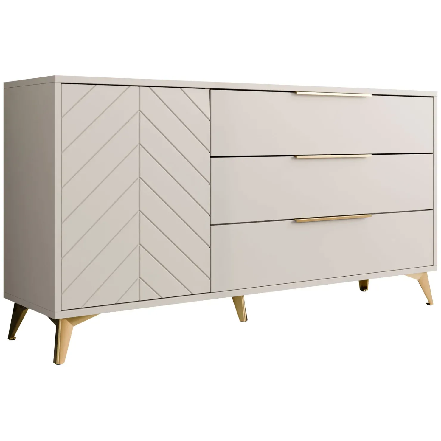 Garnero Arredamenti Madia 154x80h cm 1 anta 6 cassetti beige con frontali serigrafati Miriam Discount