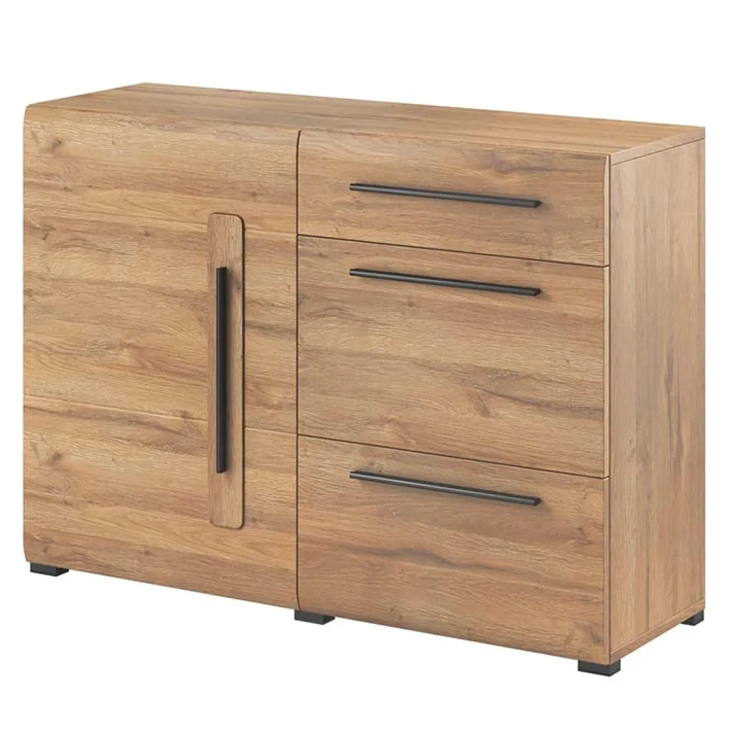 Garnero Arredamenti Madia 120x86h cm 1 anta 3 cassetti soggiorno rovere nero Maiorca Discount