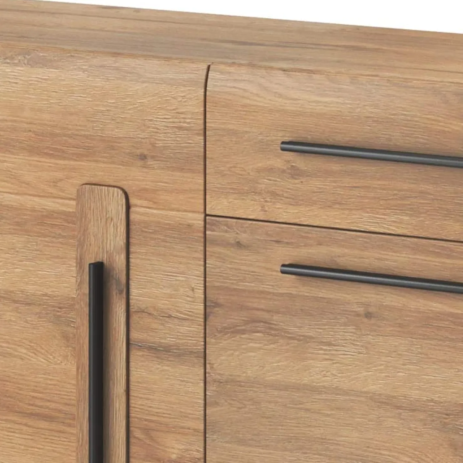 Garnero Arredamenti Madia 120x86h cm 1 anta 3 cassetti soggiorno rovere nero Maiorca Discount