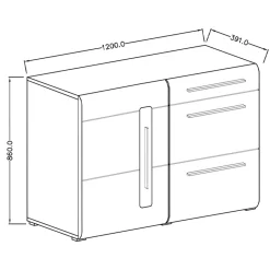 Garnero Arredamenti Madia 120x86h cm 1 anta 3 cassetti soggiorno rovere nero Maiorca Discount