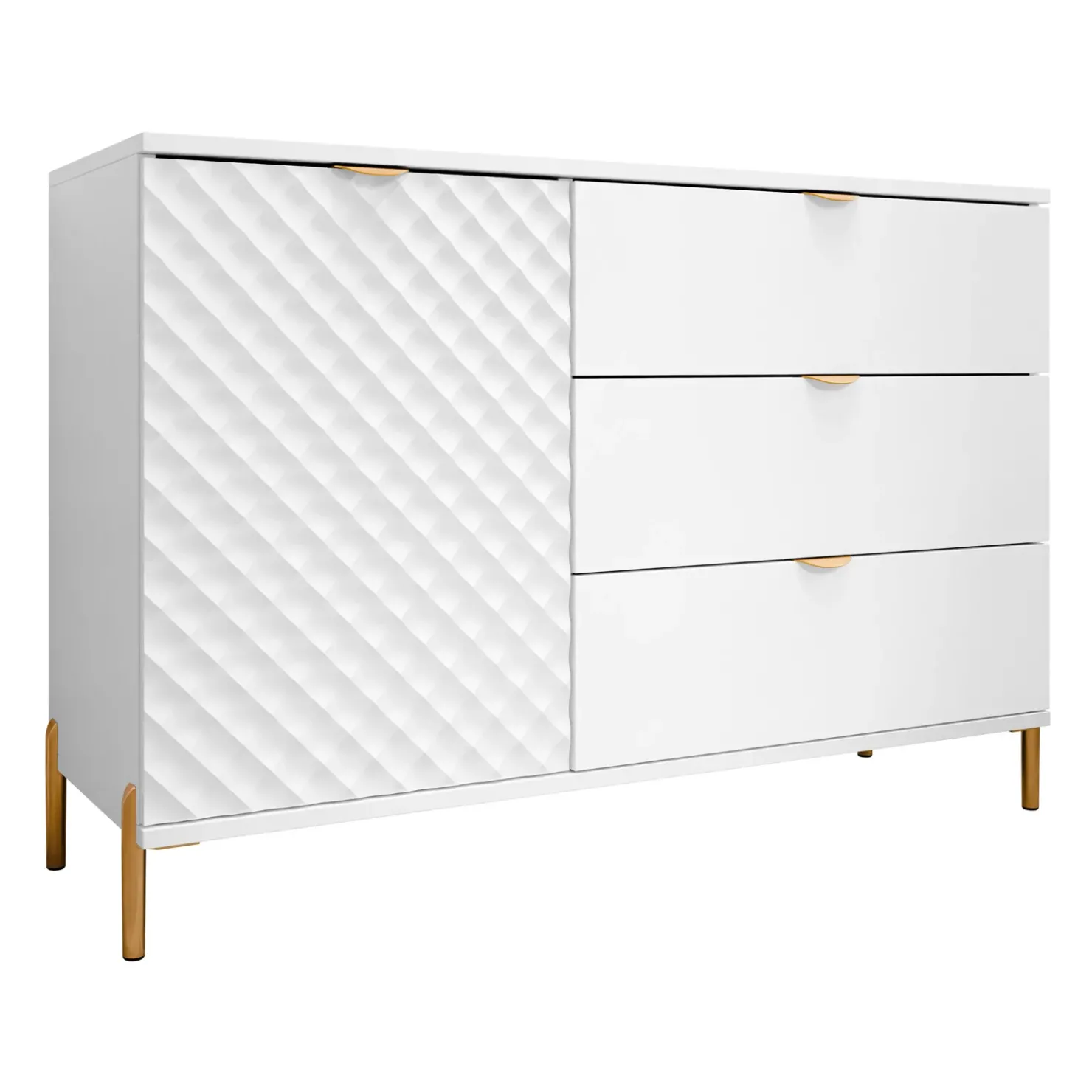 Garnero Arredamenti Madia 125x85h cm 1 anta 3 cassetti con frontali decorati bianco Amsterdam Discount