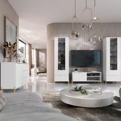 Garnero Arredamenti Madia 125x85h cm 1 anta 3 cassetti con frontali decorati bianco Amsterdam Discount