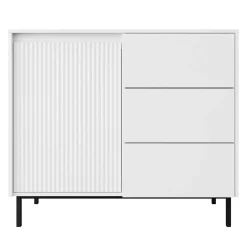 Garnero Arredamenti Madia 103x90h cm 1 anta 3 cassetti design cannettato bianco Strike Bianco Opaco Hot