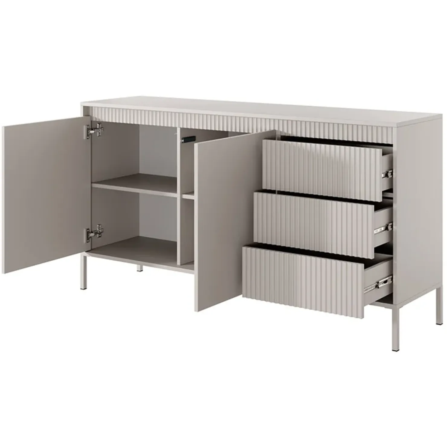 Garnero Arredamenti Madia 154x82h cm 2 ante 3 cassetti cannettato Ciar Beige Outlet