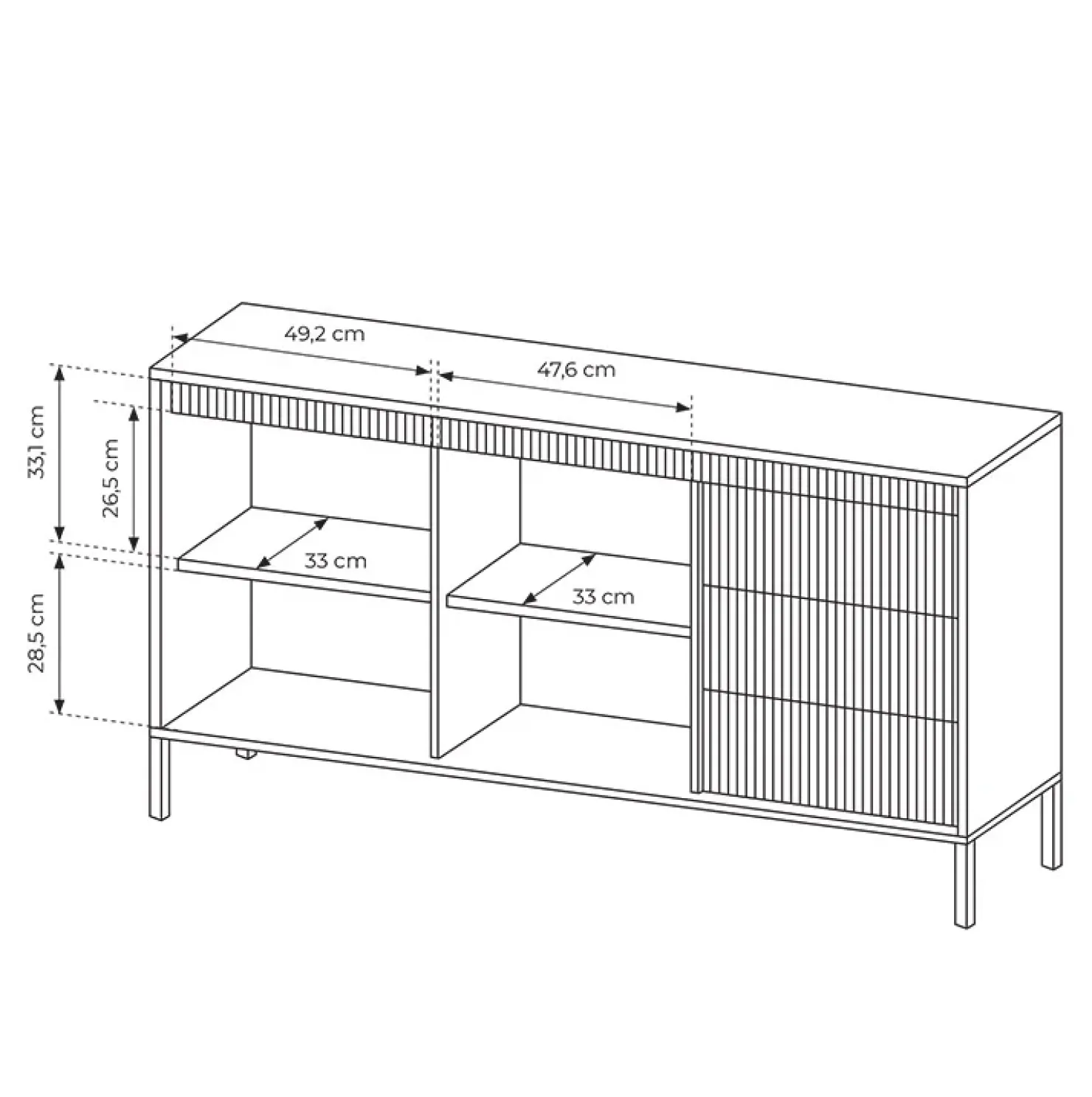 Garnero Arredamenti Madia 154x82h cm 2 ante 3 cassetti cannettato Ciar Beige Outlet