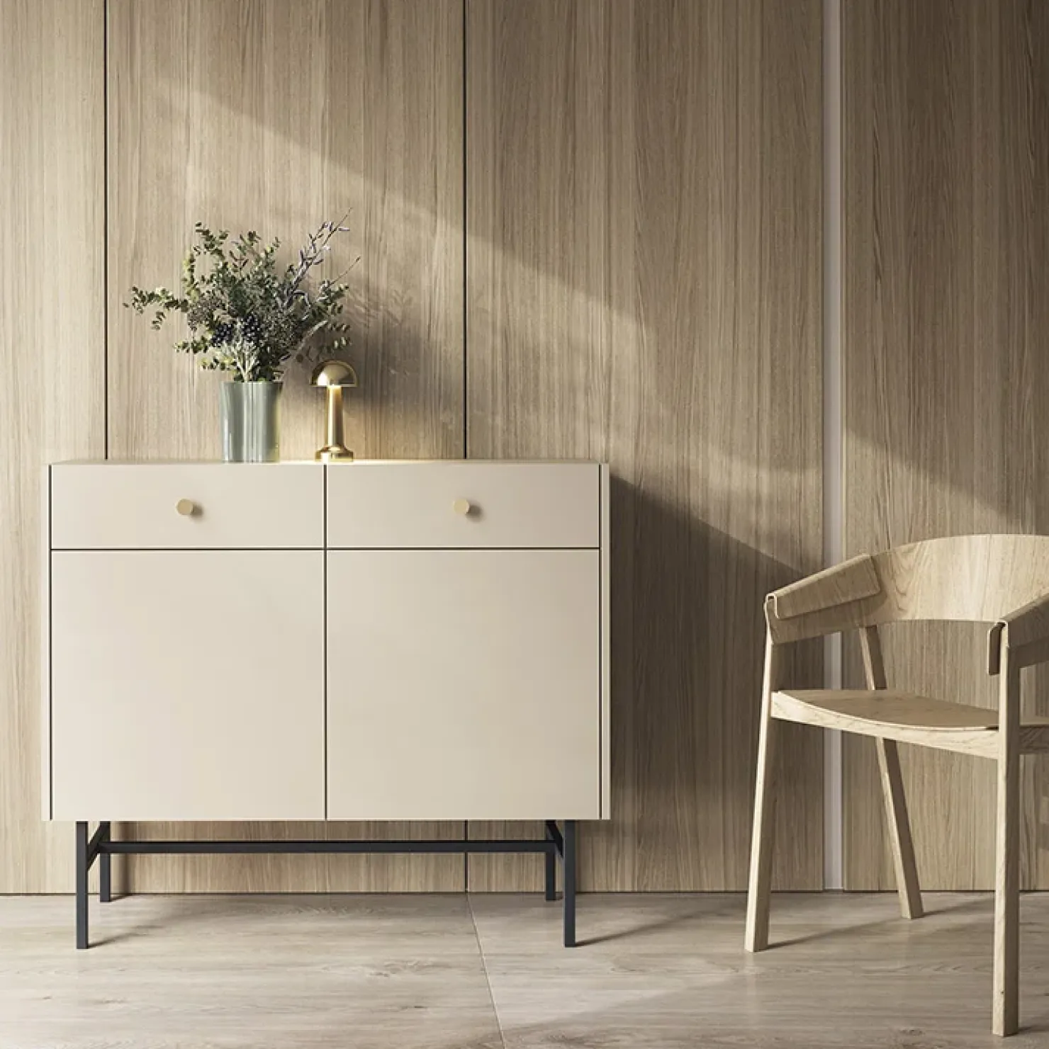 Garnero Arredamenti Madia 105x90h cm 2 ante 2 cassetti moderna Eterna Beige Online