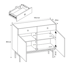 Garnero Arredamenti Madia 105x90h cm 2 ante 2 cassetti moderna Eterna Beige Online
