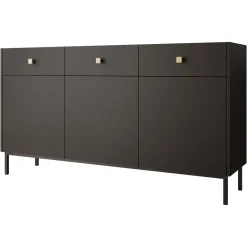 Garnero Arredamenti Madia 155x85h cm 3 ante 3 cassetti Giuggiola Nero Opaco