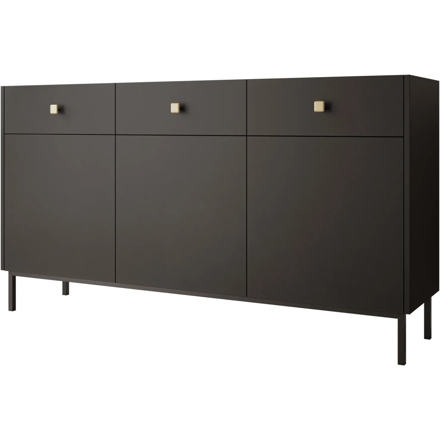 Garnero Arredamenti Madia 155x85h cm 3 ante 3 cassetti Giuggiola Nero Opaco