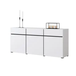 Garnero Arredamenti Madia 180x78h cm 3 ante 3 cassetti moderna nero Lolla Bianco Opaco Sale