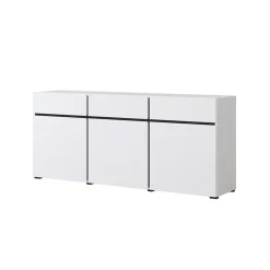 Garnero Arredamenti Madia 180x78h cm 3 ante 3 cassetti moderna nero Lolla Bianco Opaco Sale